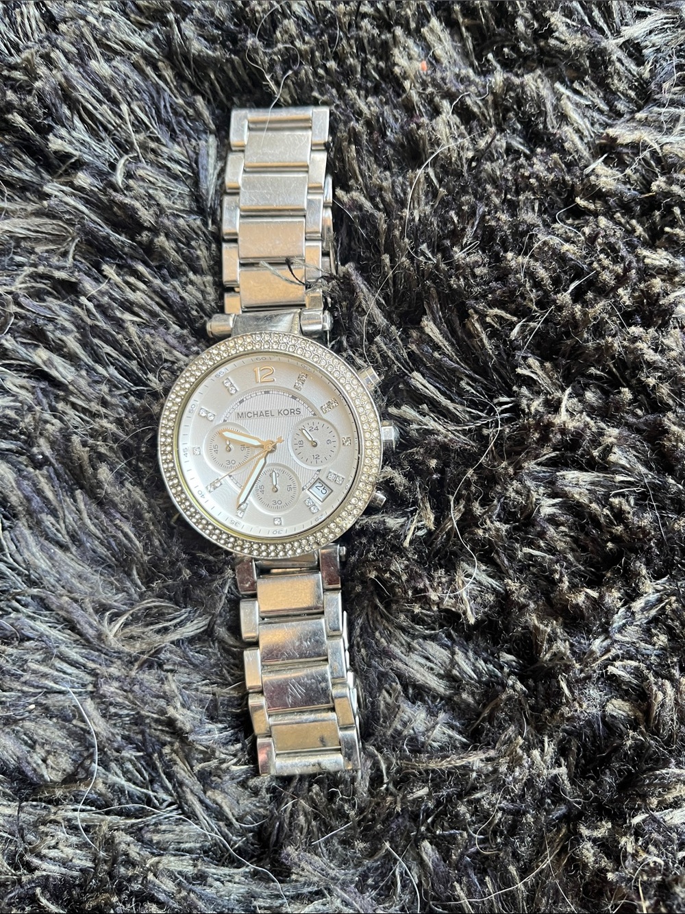 Michael Kors Silver Crystal-Trim Chronograph Watch